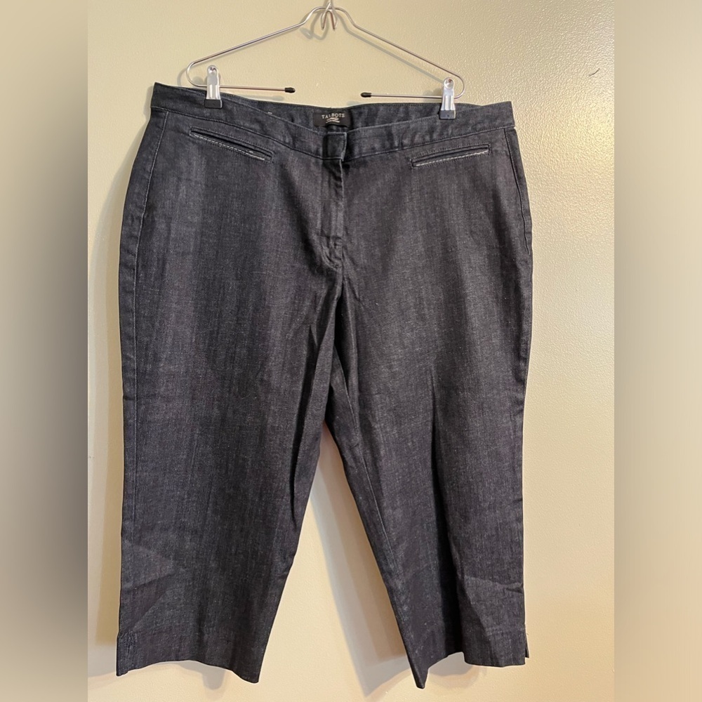Talbots Womens Petite Slim Leg Blue Denim Crop Pants Size 20W New
